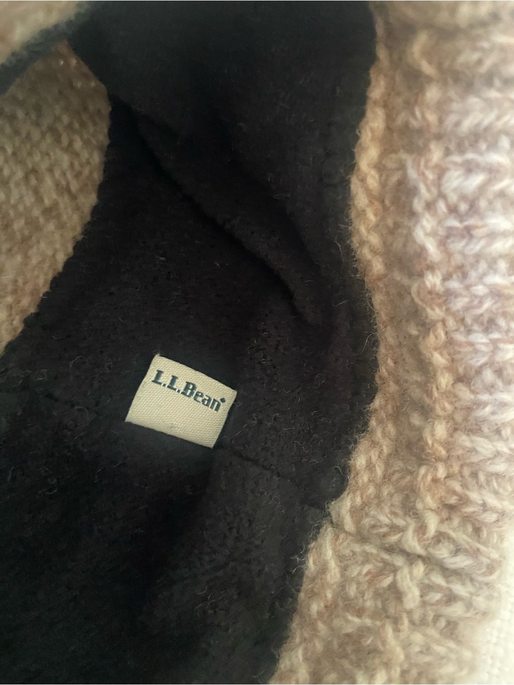 L.L. Bean Kids Knit Pom Hat in Brown and Cream - Picture 3 of 5